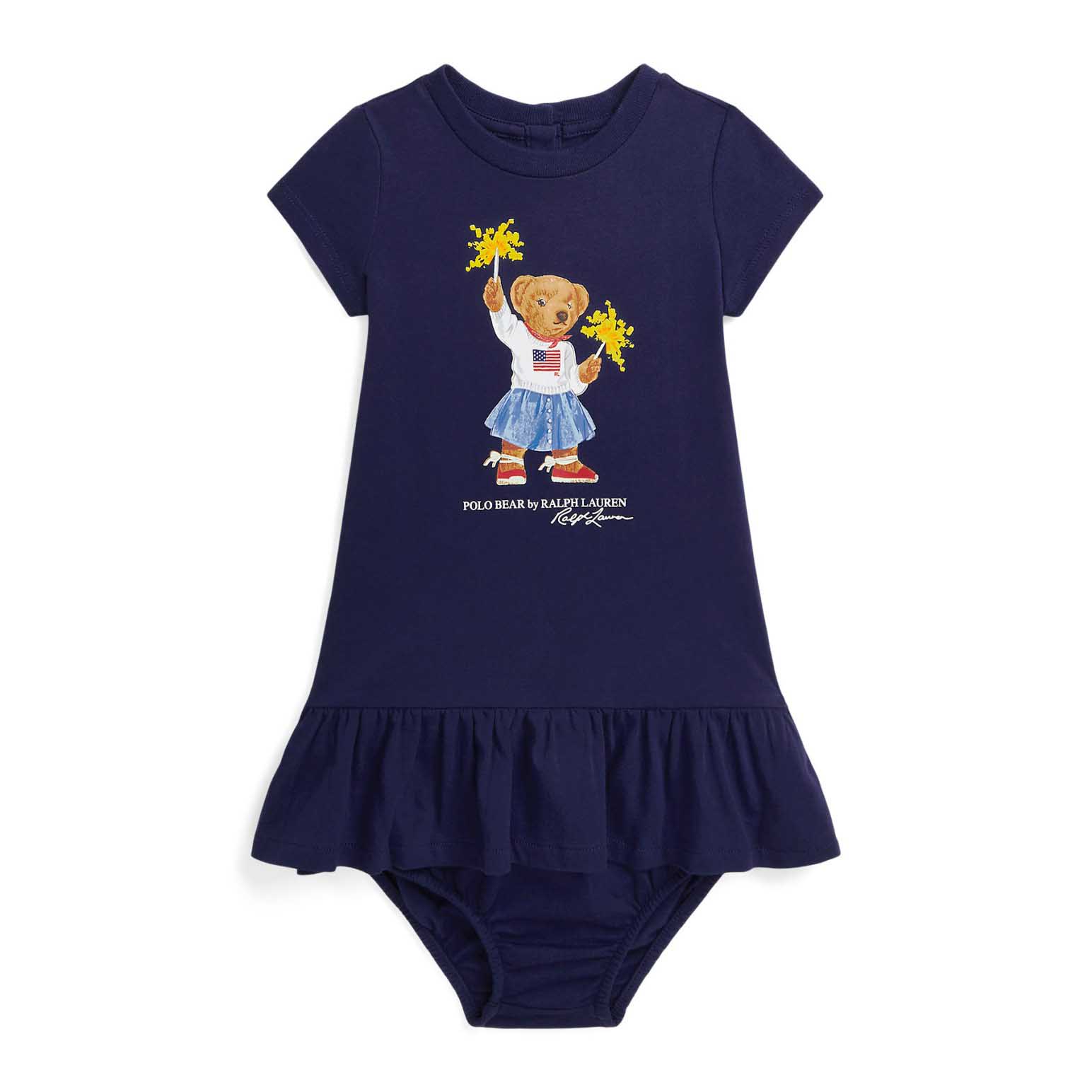Ralph Lauren Polo Bear Cotton Tee Dress & Bloomer 3M-24M